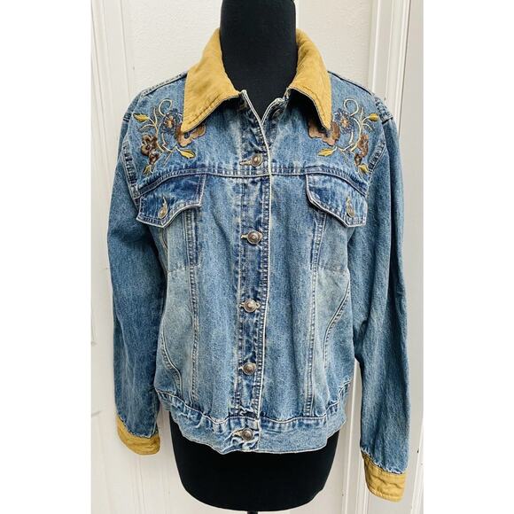 Faded Glory Jackets & Blazers - Vintage 1980’s Faded Glory Acid Washed Embroidered Denim Jacket Size Large
